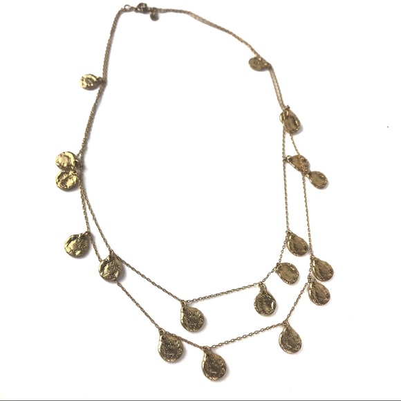 Madewell 2 Strand Gold Hammered Discs Necklace - Picture 5 of 6